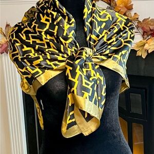 Gold and Black Satin-Like Scarf 
35”x35”
